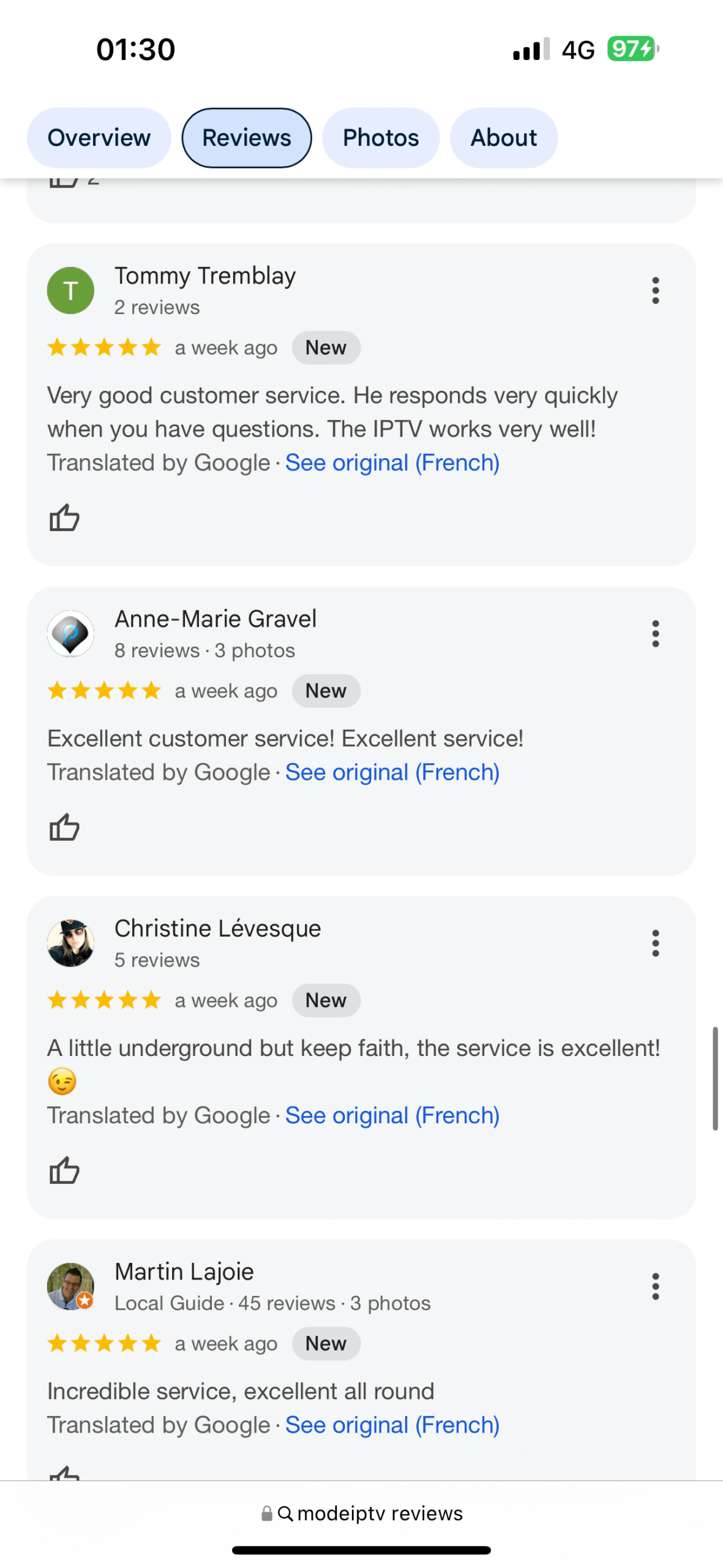 Topprankade recensioner: 'Excellent service!
